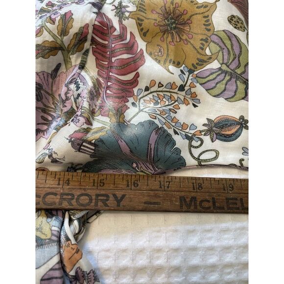 Aakaa Mini Dress Braided Belt Floral Dolman Sleeve Satiny Full Circle Skirt S - Picture 10 of 12